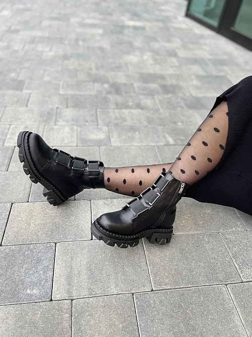 Olli Черевики жіночі OLLI чорні натуральна шкіра висота 14см (4836) Коломыя - изображение 10