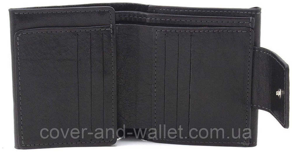 Солідний чоловічий гаманець з італійської шкіри чорного кольору Grande Pelle 502410 Київ - фото 7