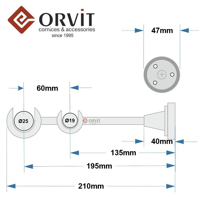 Тримач Orvit ВІДКРИТИЙ дворядний до стіни 25\19 мм АРКТІС Львів - фото 2
