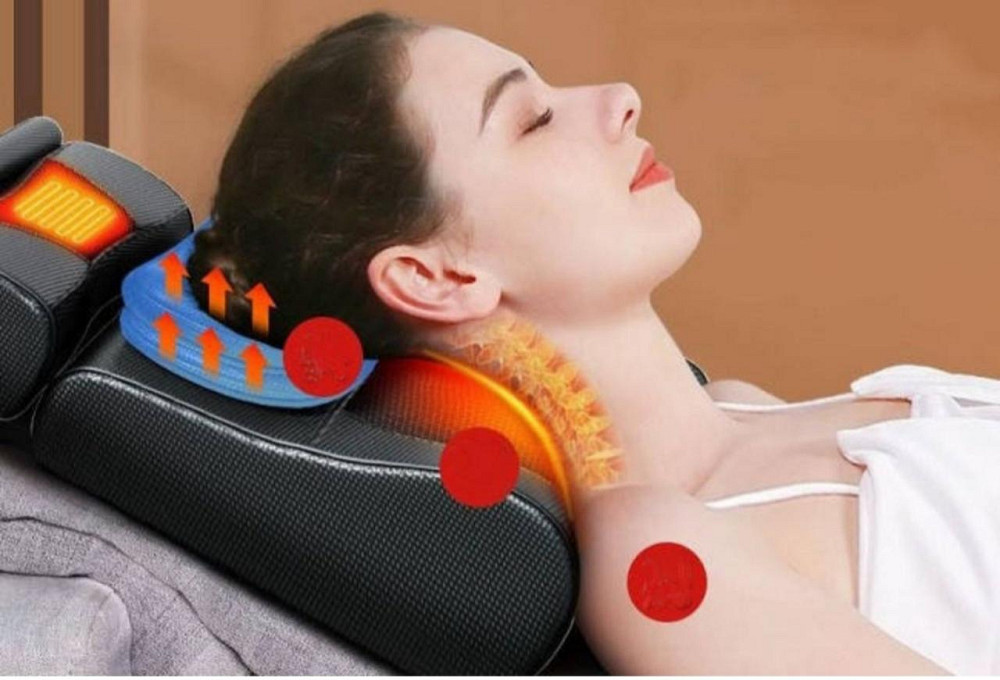 Подушка массажная роликовая Faercon F1-40 для шеи с подогревом и помпой (Черный) Винница - изображение 3