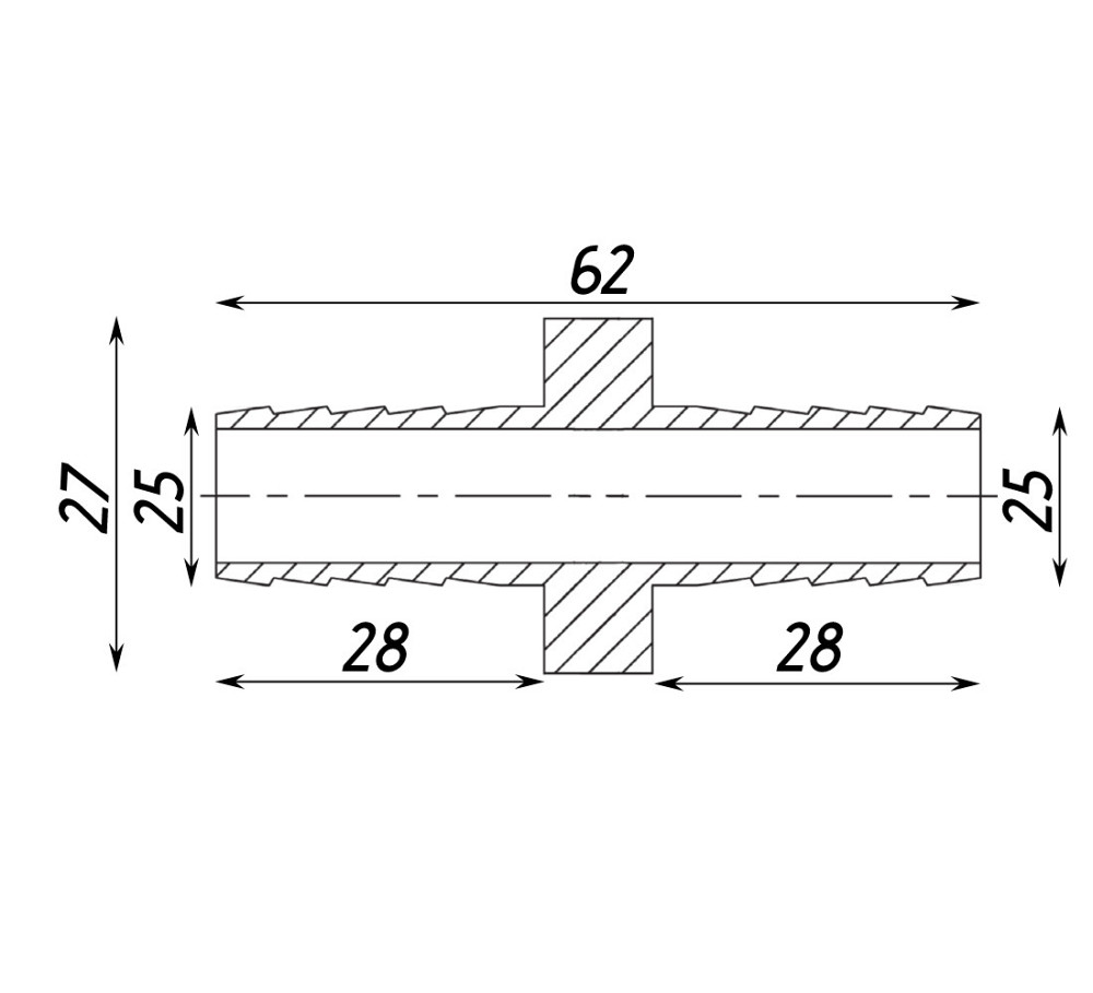 Трубка соединительная никелированная прямая 25мм х 25мм штампованная А05209А(нк) VA (000026829) Киев - изображение 2