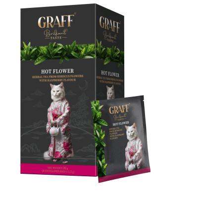 Чай Graff Hot Flower Каркаде з ароматом малини 20 пакетиків х 1.5 г (4820279610641) Вінниця - фото 1