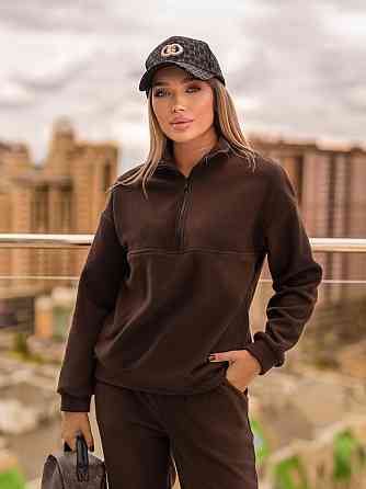 Спортивний костюм на флісі жіночий "Real" | Норма та батал Шоколадний, 50-52 Київ