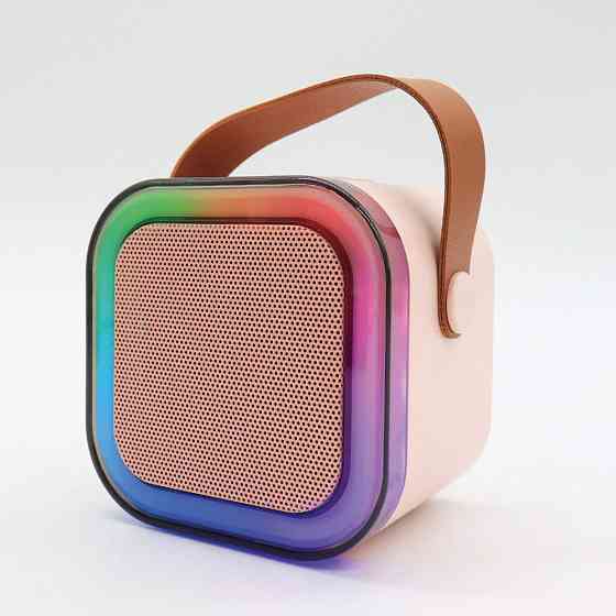 Дитяче караоке + 2 мікрофони, К12 Рожевий / Блютуз колонка з RGB підсвіткою / Бездротове міні-караоке Київ