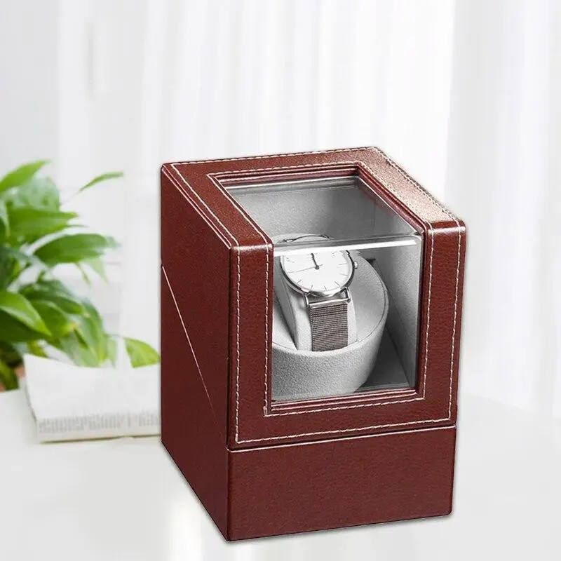 Скринька для підзаводу годинника Віндер тайммувер для 1-го годинника (Коричневий із сірим) Київ - фото 6