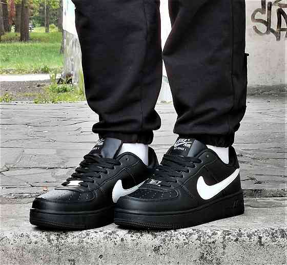 Кроссовки Nike Force Черные Мужские Кожаные Найк Форсы (размеры: 41,42,43,44,45) Видео Обзор Днепр