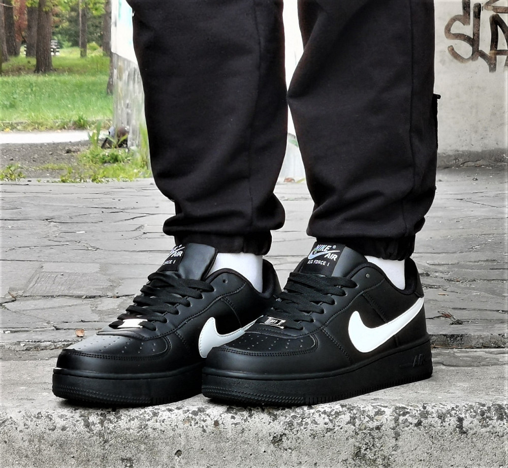 Кроссовки Nike Force Черные Мужские Кожаные Найк Форсы (размеры: 41,42,43,44,45) Видео Обзор Днепр - изображение 6