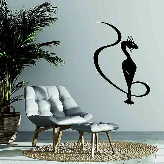 Декоративное настенное 3D Панно «Кот» Декор на стену с объемом 110*75 см, Черный Киев