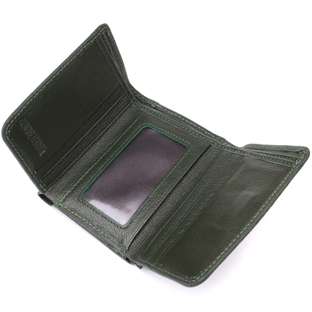 Жіночий гаманець компактного розміру з натуральної шкіри ST Leather 23072 Зелений Київ - фото 6