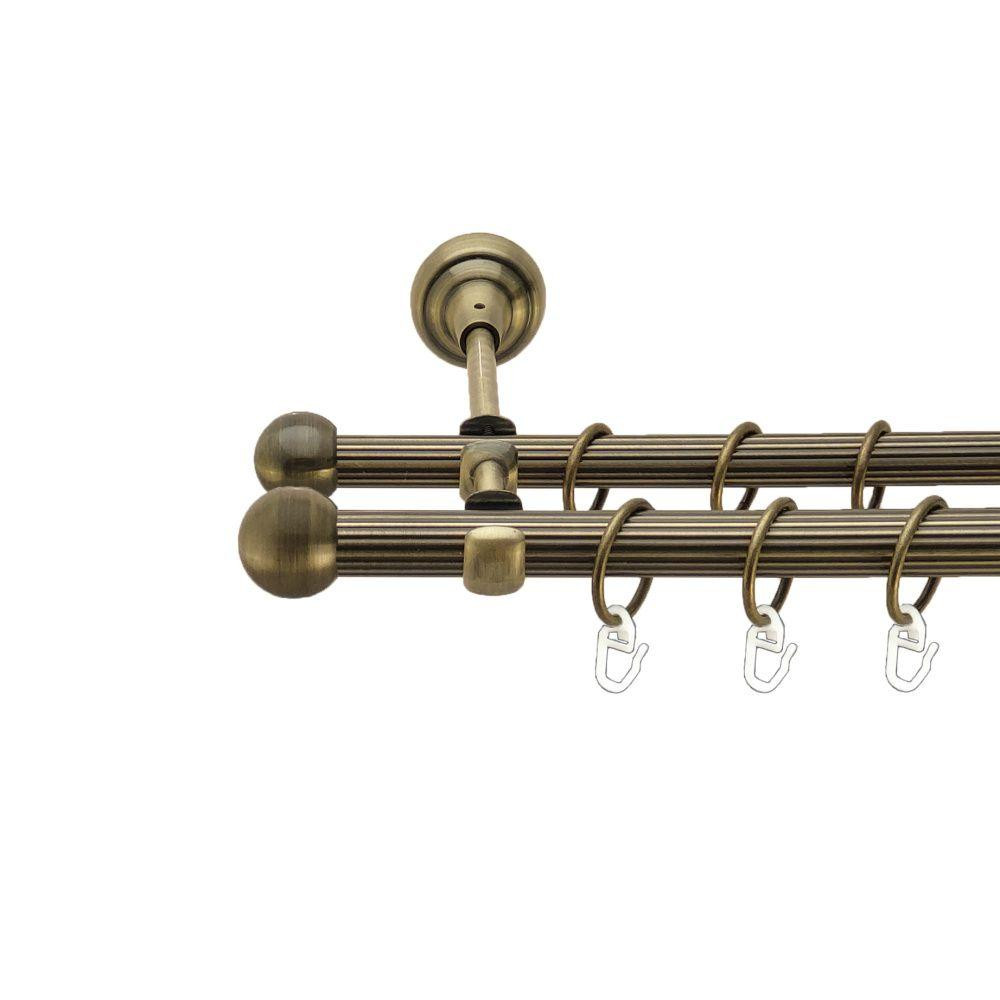 Карниз Orvit Куля Болонь металевий дворядний відкритий рифлена труба кільце металеве Антик 19\16 мм 200 см (00-00017356) Львів - фото 1