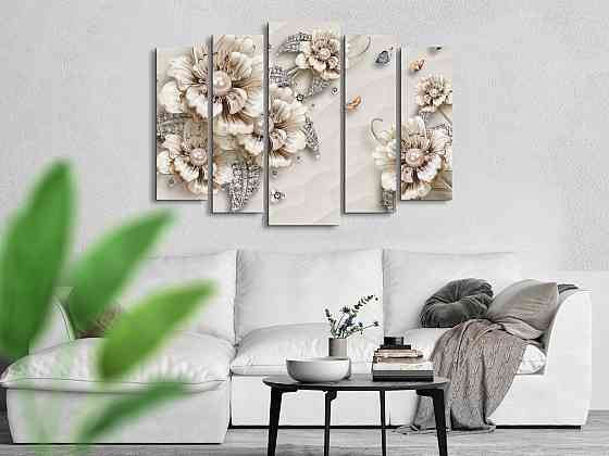 Модульна картина у вітальню / спальню Абстракція Квіти Art-413_5 ( 80х118см ) Київ