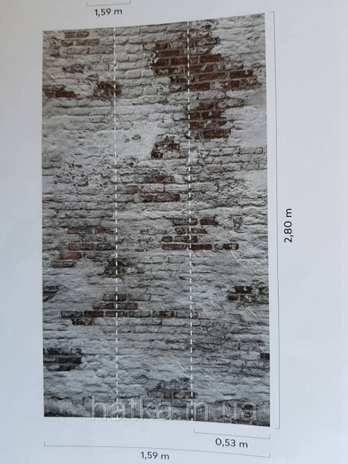 Шпалери вінілові Grandeco One roll one motif 2 EP6102 панно 3д під цеглу під штукатурку сірий цегляний Київ - фото 2