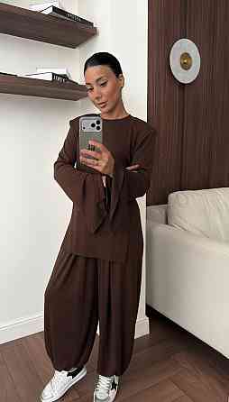 Жіночий стильний повсякденний костюм із віскози Шоколад, 42/46 Одеса