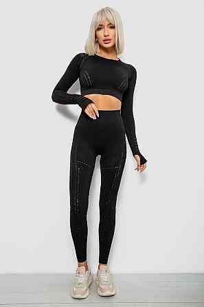Черный женский лонгслив приталенный с рваностями M-L, эластичный полиэстер на резинке. Лубны