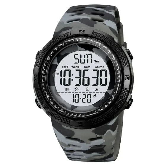 Спортивний наручний годинник Skmei 2070 (Сірий камуфляж з білим циферблатом) Вінниця