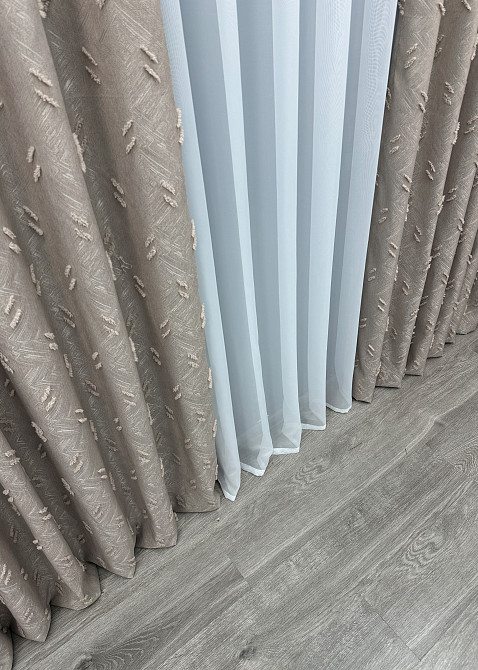 Шторная ткань Лен Букле цвет тауп 1884ш Киев - изображение 6