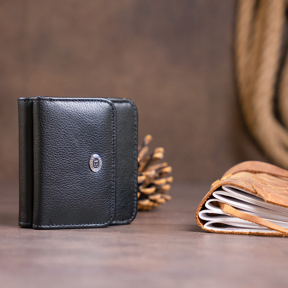Маленький кошелек на кнопке женский Черный (ST Leather) Киев - изображение 3