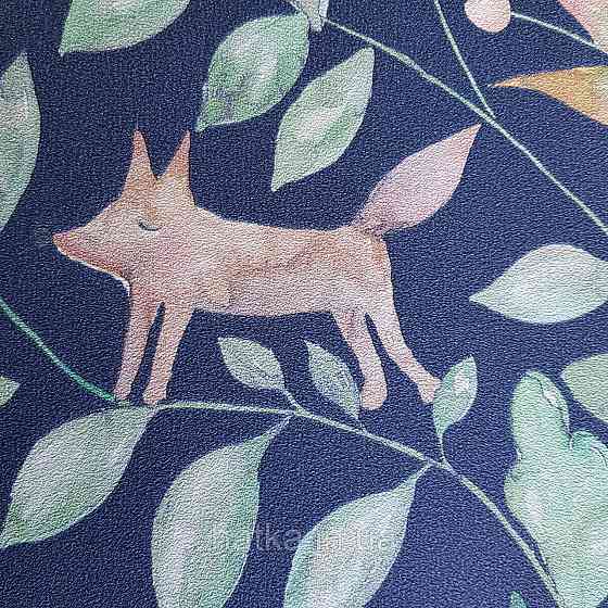 Флізелінові шпалери дитячі BN Doodleedo 0,53 х 10 м тварини олені квіти листя зелені на чорному Київ