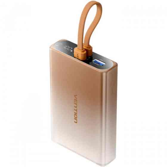 УМБ Vention 10000 mAh 22,5W PD, USB-A, USB-C In/Out, Lightning In/Out, LED display, Gold Київ