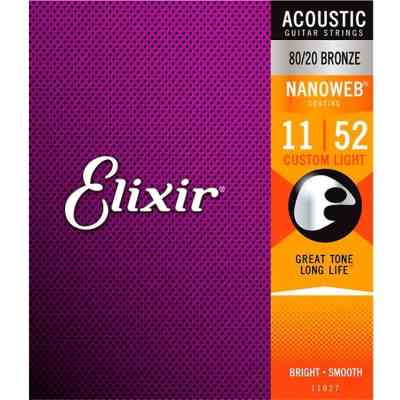 Струны для гитары Elixir 11027 Nanoweb 80/20 Bronze Acoustic Custom Light (11-52) (236029) Винница