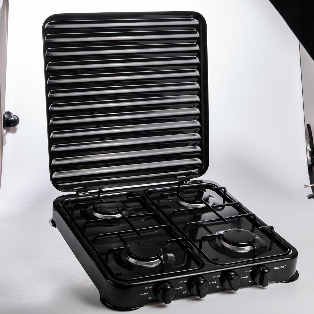 Газова плита настільна Sokany чорна 4 конфорки кемпінгова SK-6004-Black Коломия - фото 9