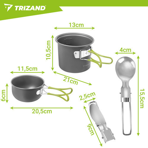 Набір туристичного посуду зі столовими приборами + чохол Trizand (27413) Нововолинськ - фото 10
