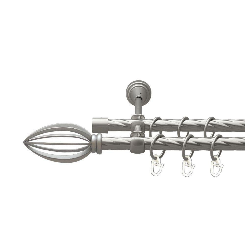 Карниз Orvit Пантеон металевий дворядний відкритий скручена труба кільце металеве Сатин 16\16 мм 300 см (00-00022880) Львів - фото 1