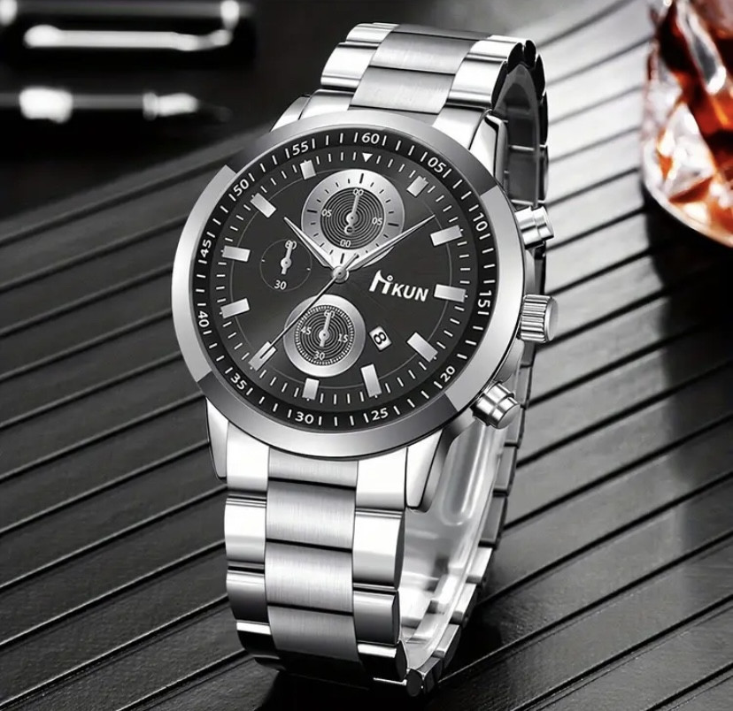 Подарунковий набір для чоловіків Лев Цар наручний годинник з браслетом і ланцюжок з кулоном сріблястий Київ - фото 3