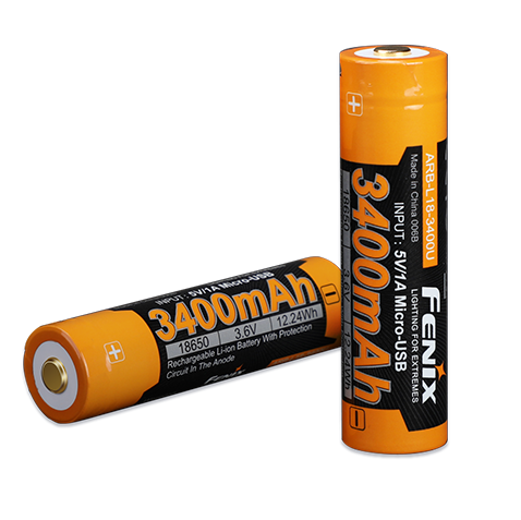 Аккумулятор 18650 Fenix 3400mAh 3.6V с micro-USB зарядкой (Черно-желтый) Киев