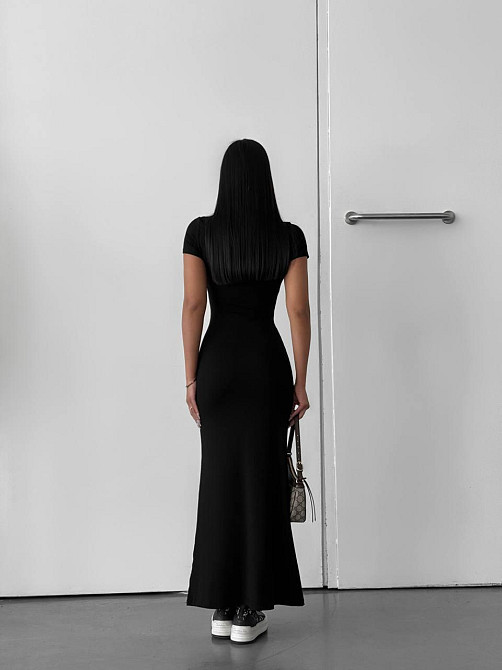 Женское стильное элегантное длинное платье из качественной вискозы Черный, 44/46 Одесса - изображение 9