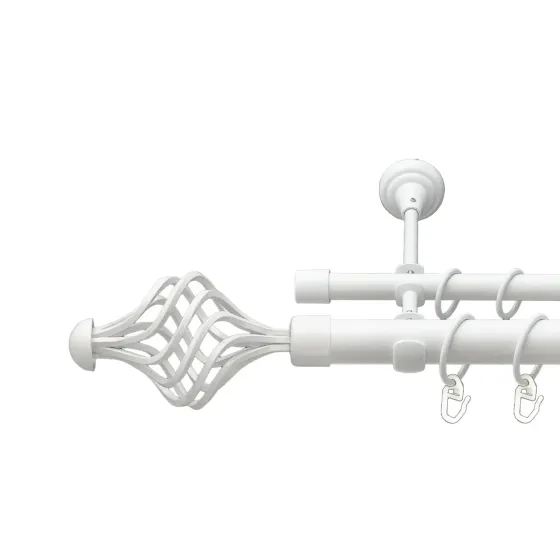 Карниз Orvit Арезо металевий дворядний відкритий гладка труба кільце металеве Арктіс 25\16 мм 300 см Львов