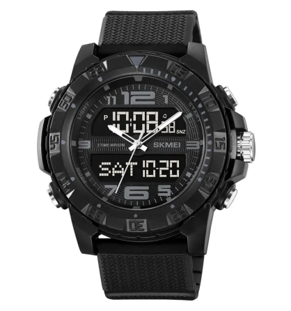 Часы мужские наручные спортивные Skmei 2162 с двойным дисплеем и подсветкой (Черный) Винница