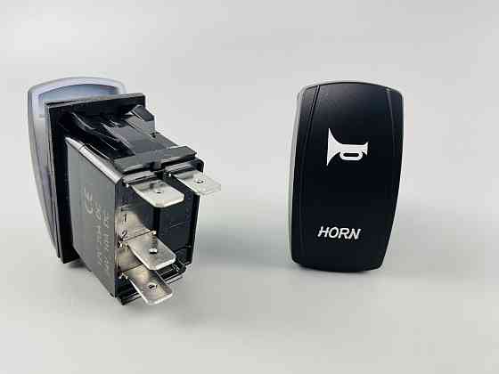 Клавіша вимикач ON-OFF-ON, 4 ніжки, синя підсвітка, малюнок — "сигнал додатковий". Мукачево