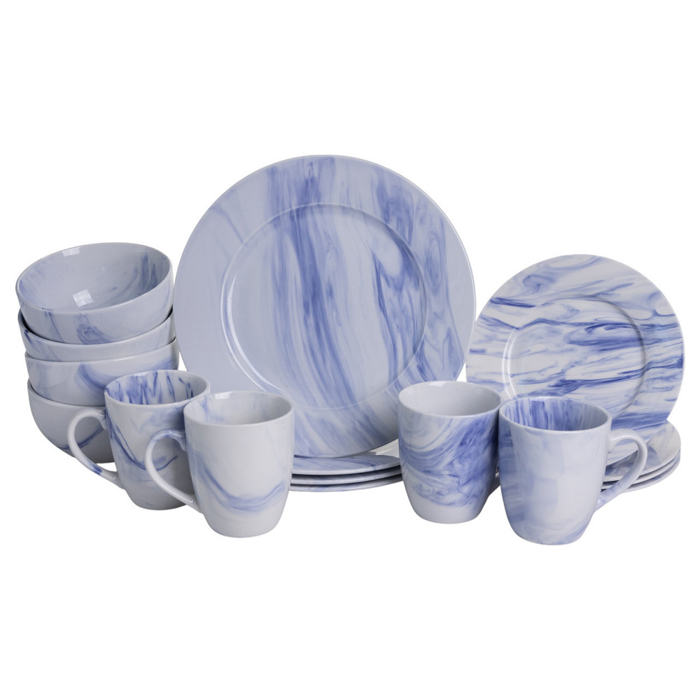 Набор посуды на 4 персоны Marble Clara, 16 предметов, синий Киев - изображение 6