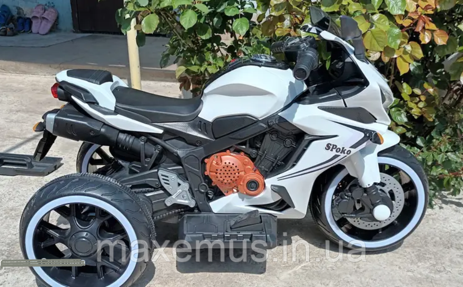 Детский электромотоцикл на аккумуляторе SPOKO S P5 18 Белый | Трехколесный байк с музыкой и светом от 3 лет Мостиська - фото 12