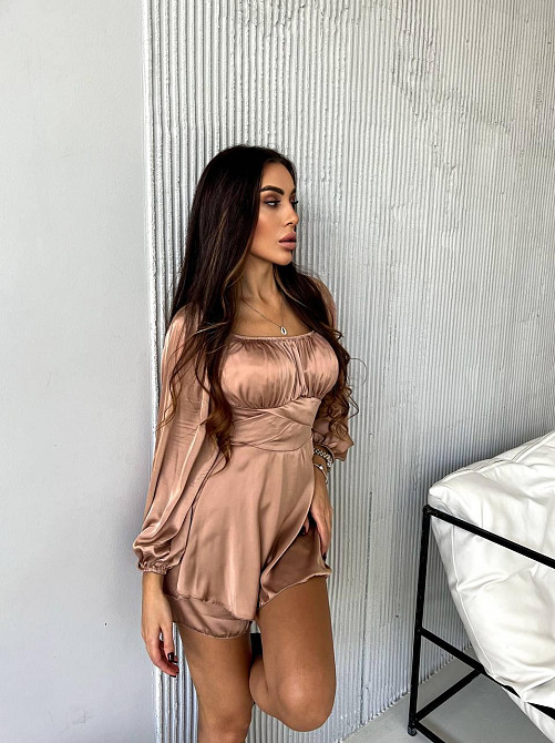 Жіночий стильний привабливий шовковий комбінезон арами Кемел, 42/44 Одеса - фото 4