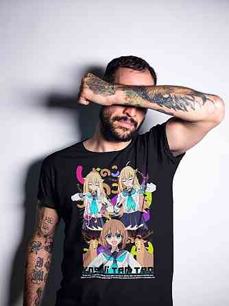 Футболка з аніме принтом Схіканоко Аніме Гірл Ноконоко оверсайз (S/M/L) Чорний AnimeJ0395 Дніпро