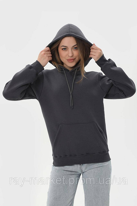 Набор женский худи утепленное 2шт RAY BASIC Темно-серый /Черный (U0401W-Dark Grey-Black) XXL Киев - изображение 4
