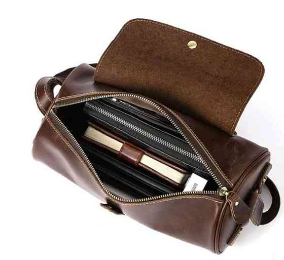 Сумка чоловіча закруглена Vintage 14694 Коричнева Київ