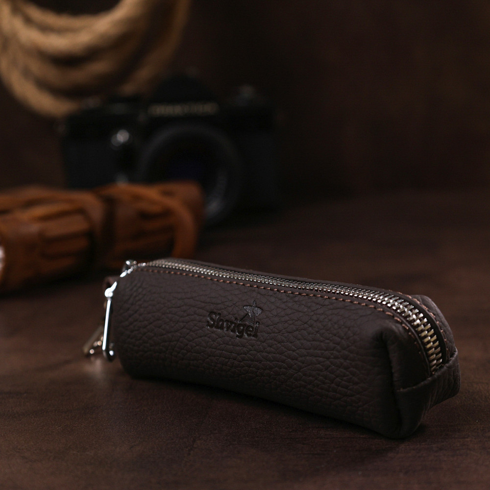 Матова шкіряна ключниця Shvigel 16545 Коричневий Київ - фото 8