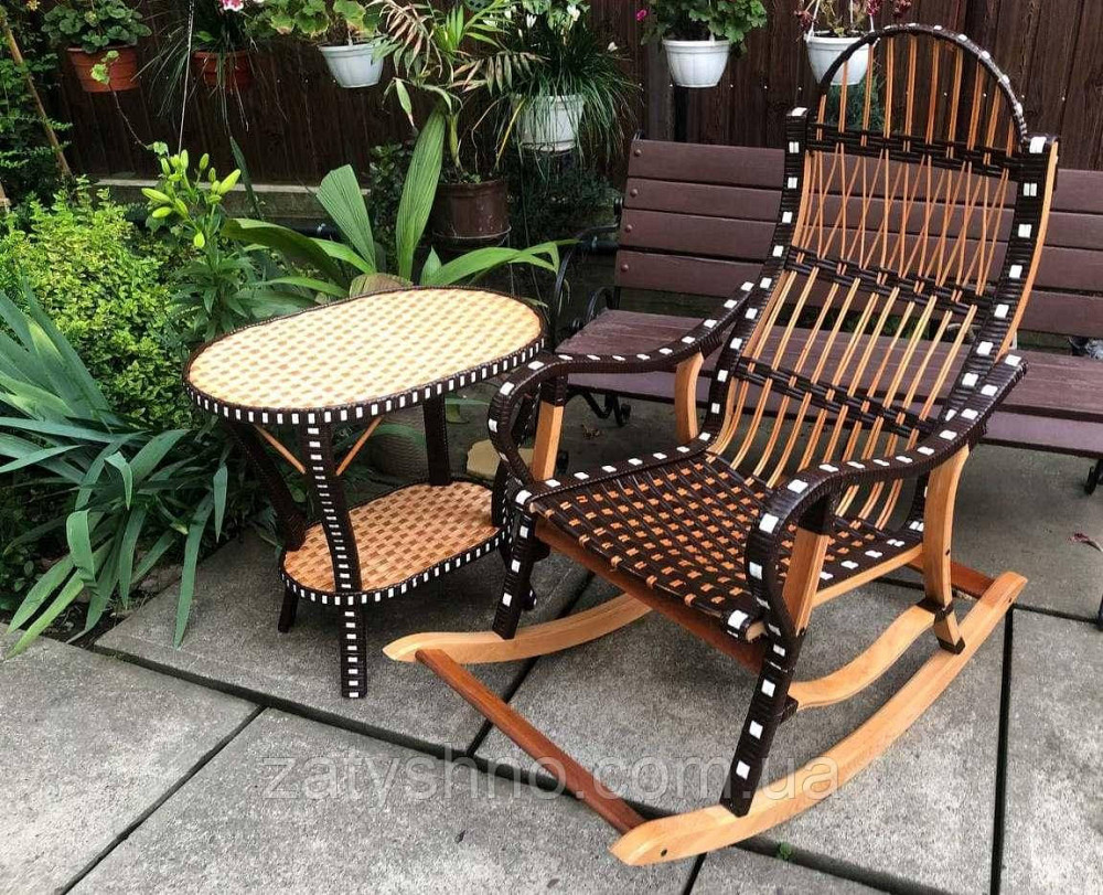 Мебель плетеная качалка и овальный стол Киев - изображение 5