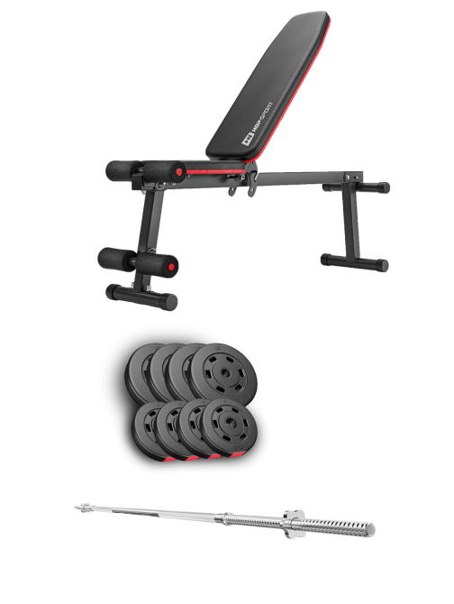 Набір Hop-Sport Premium 39кг з лавою HS-1010 Pro та штангою Киев - изображение 1