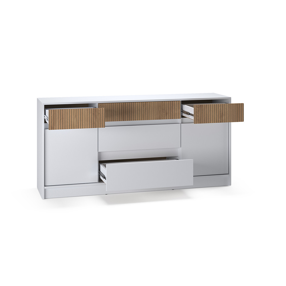 Большой комод с дверями и ящиками Эверест Стайл-1600 160,2х39х75,4 см Нимфея Альба (белый)/Канелла (DTM-073571) Днепр - изображение 5