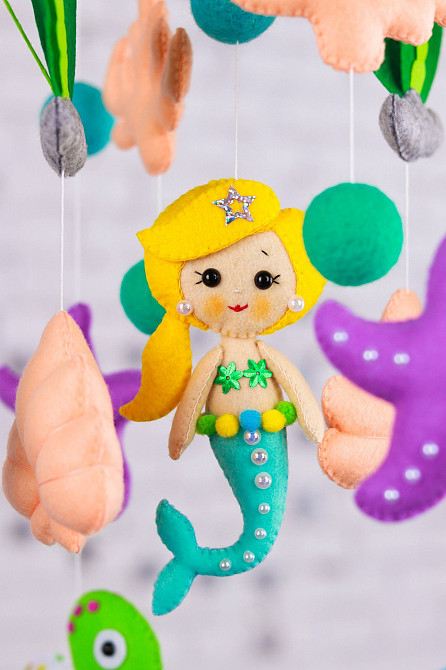 Дитячий музичний мобіль на ліжечко для немовлят WooolyWool «Русалонька» з 35 мелодіями (М011) Київ - фото 2