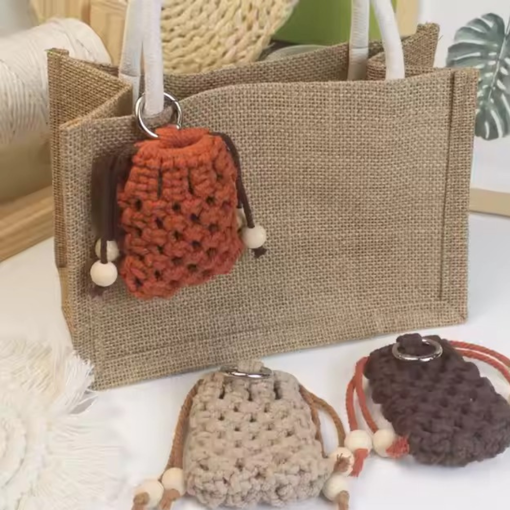 Набор макрам для ручного вязания чехла для наушников и аксессуаров 8х7см оранжевый для рукоделия и творчества Каменец-Подольский - изображение 4