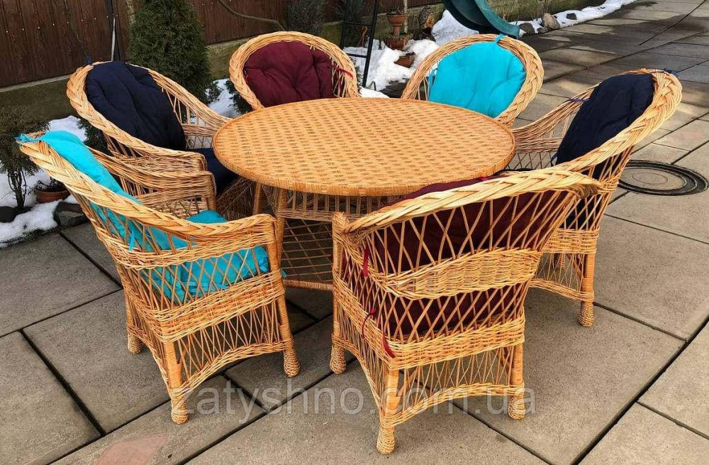 Меблі плетені з великим круглим столом Київ - фото 6