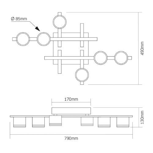 LED Світильник під лампу 6*GX53 накладний чорний VL-SPF31-6B Videx Житомир - изображение 3