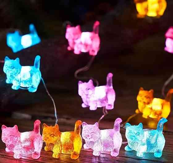 Гірлянда Коти 1,7 м 20 LED, світлодіодна гірлянда на батарейках для кімнати та декору Київ