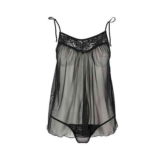 Сорочка прозрачная беби долл Passion MELANIA CHEMISE S/M black (мятая упаковка!!!) Sex Aura Киев