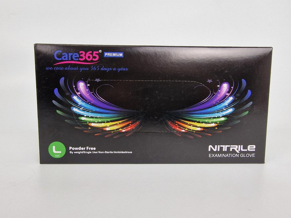Рукавички Нітрил Чорні (100 шт.) розмір L "CARE 365" (1 пачка) Харків - фото 1